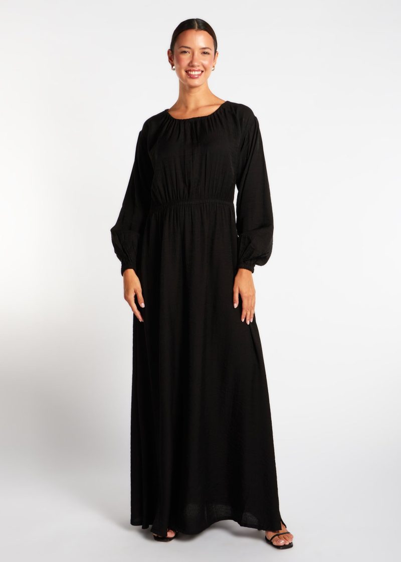 Pleated Abaya Black 2