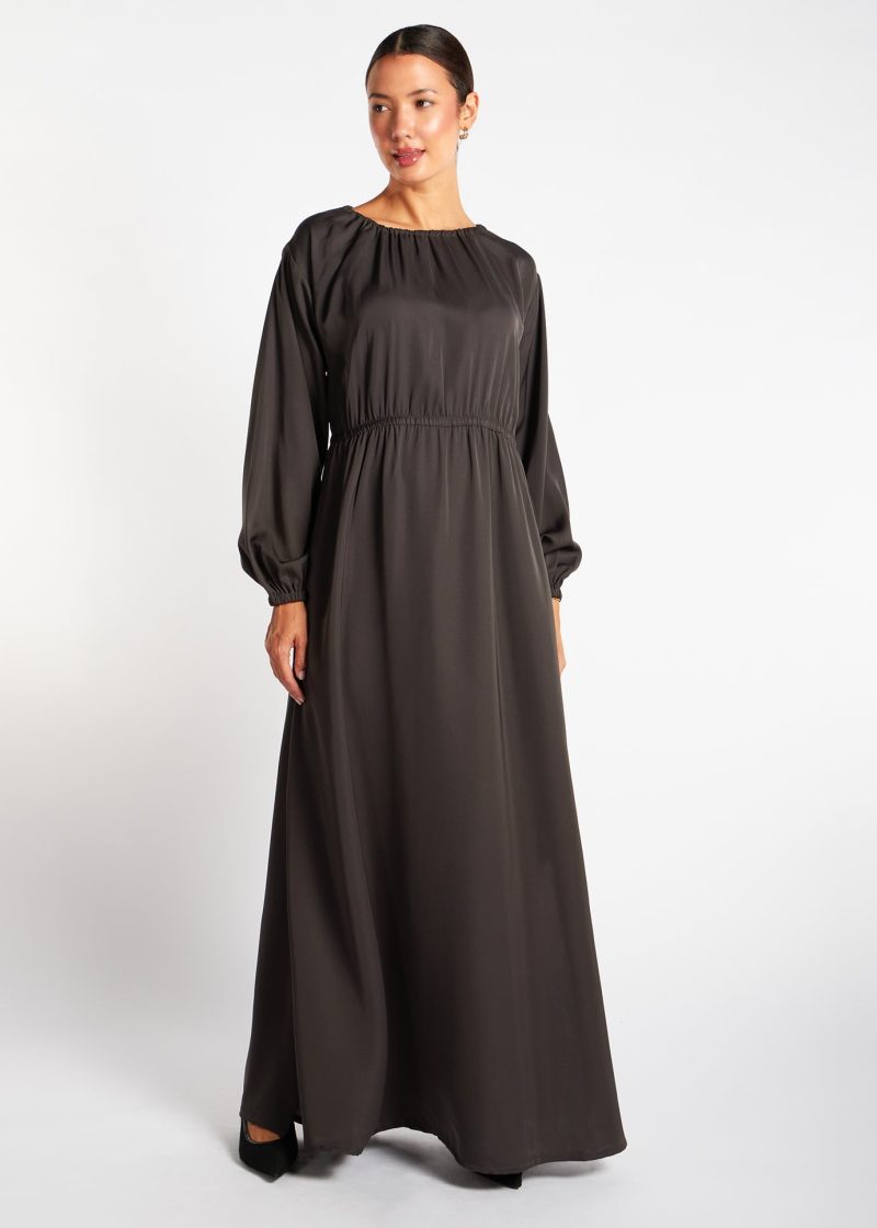 Pleated Abaya Charcoal 2