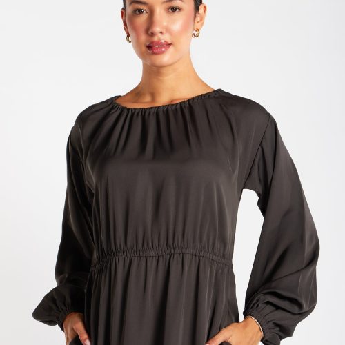 Pleated Abaya Charcoal 4