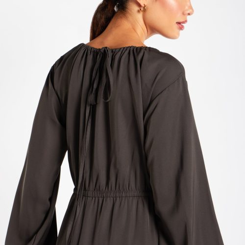 Pleated Abaya Charcoal 5