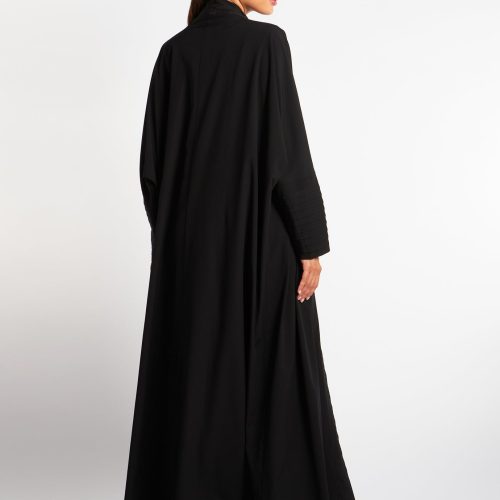 Pleated Open Abaya Black 3