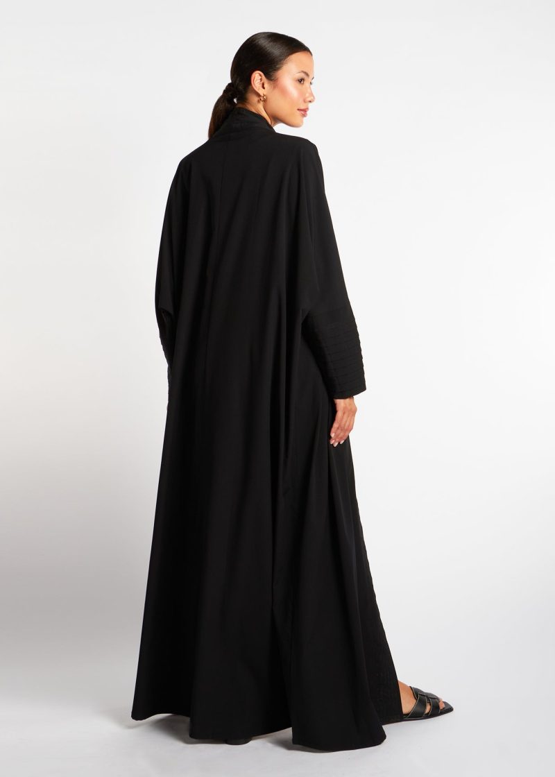 Pleated Open Abaya Black 3