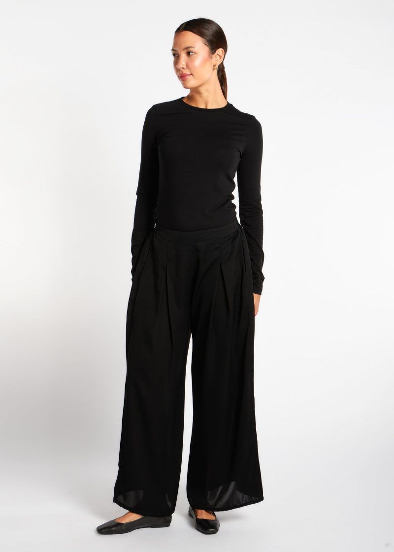 Single Pleat Trousers Black 1