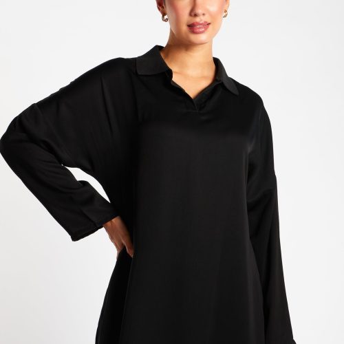 Sleek Polo Abaya Black 3