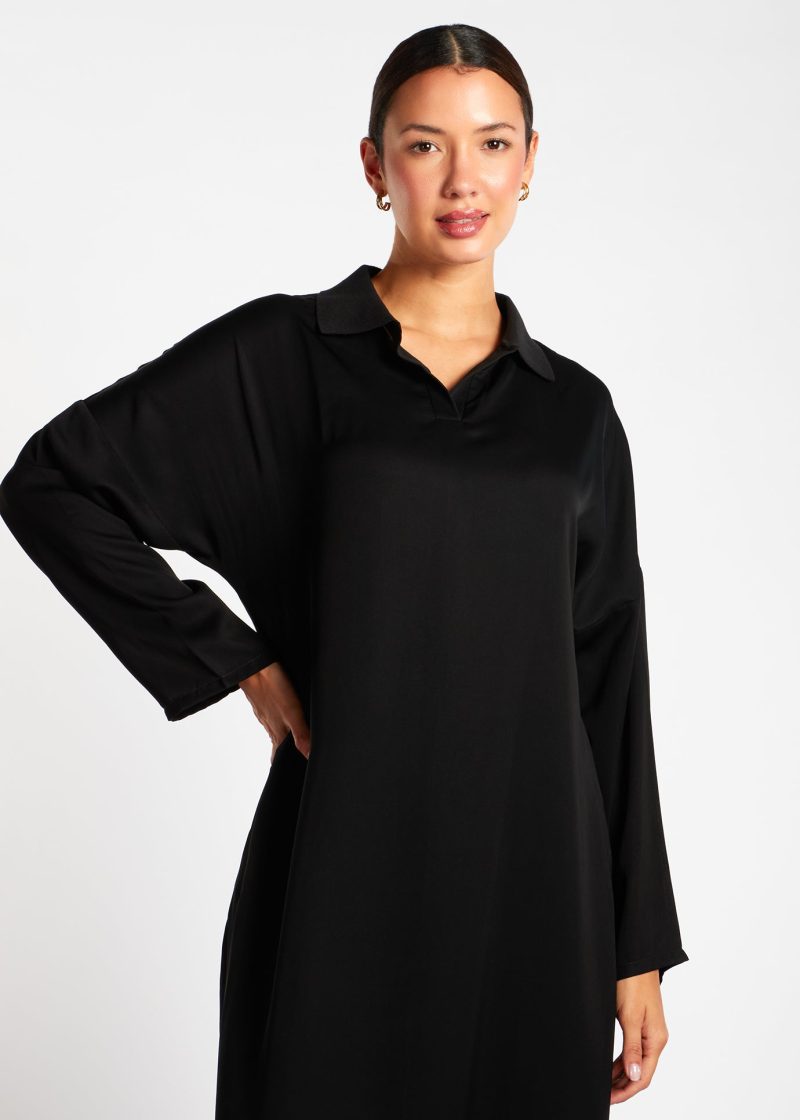 Sleek Polo Abaya Black 3