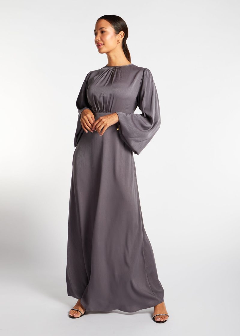 Soft Crinkle Abaya Grey 1