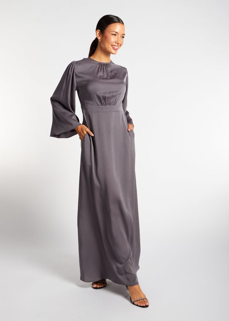 Soft Crinkle Abaya Grey 2