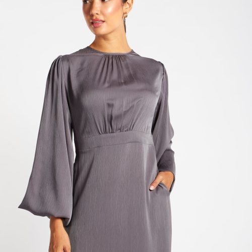 Soft Crinkle Abaya Grey 4