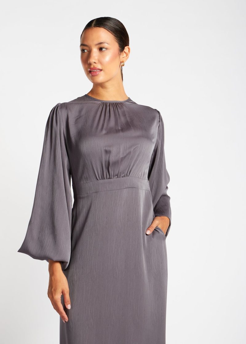 Soft Crinkle Abaya Grey 4