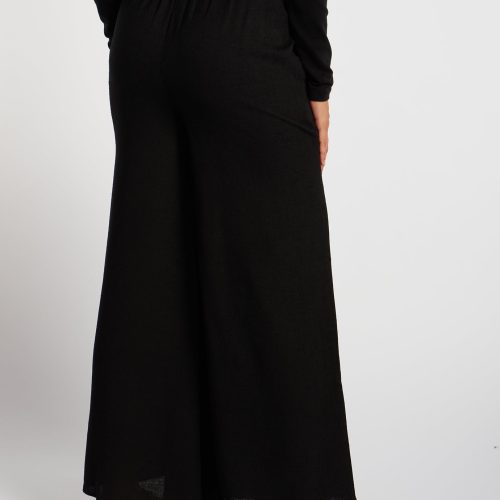 Textured Flared Trousers Black 2