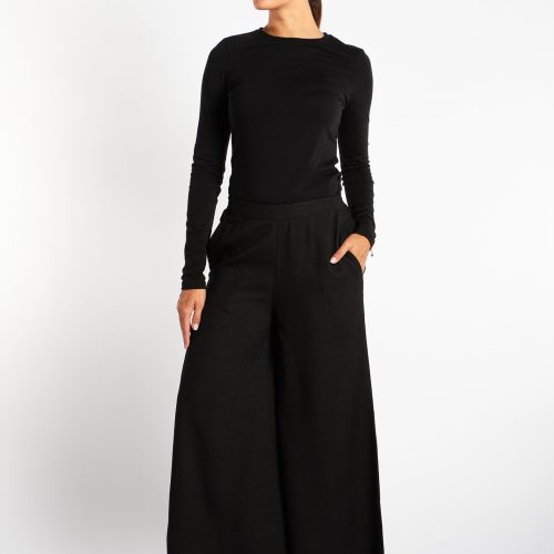 Textured Flared Trousers Black 3