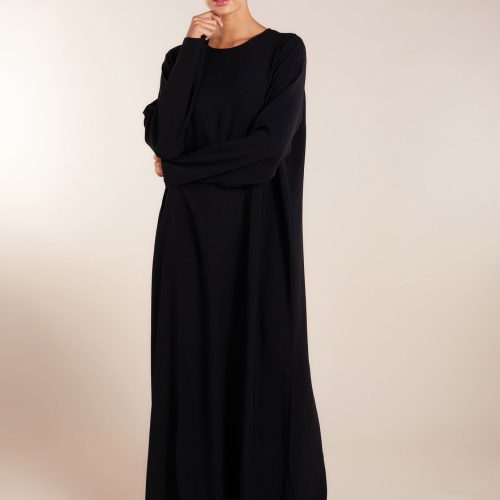 Two Piece Open Abaya with Slip Black 7 0bebb37b ae72 43a8 b58a e826d102cbdb