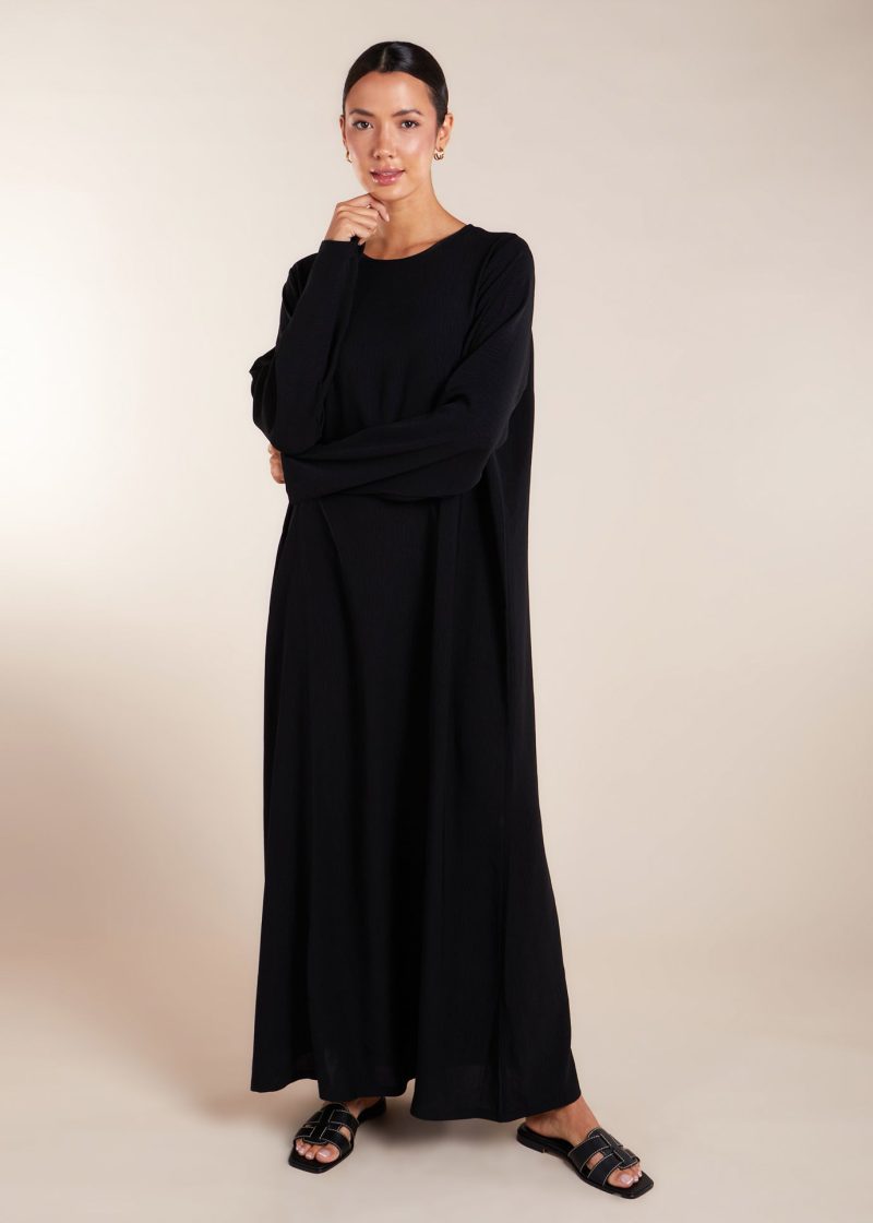 Two Piece Open Abaya with Slip Black 7 0bebb37b ae72 43a8 b58a e826d102cbdb