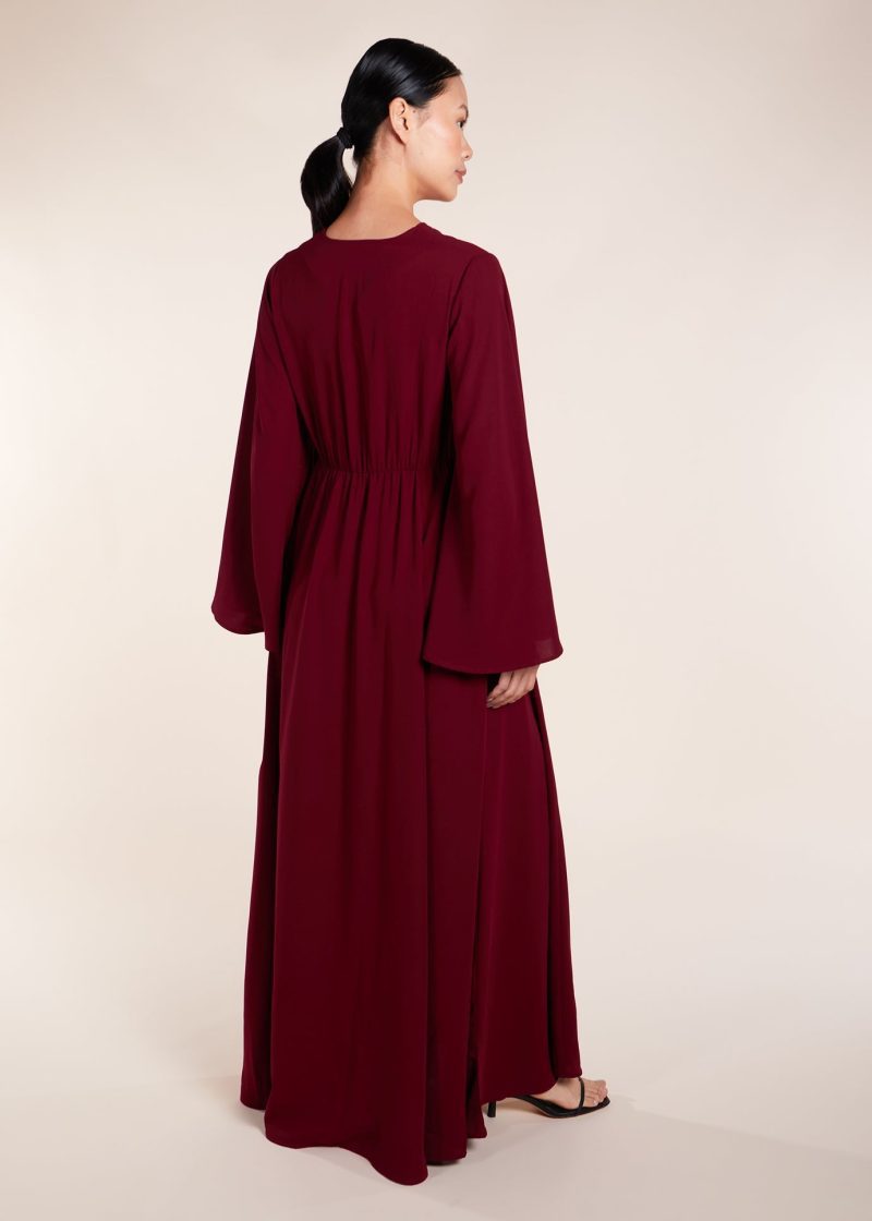 Waist Pleat Abaya Plum 2