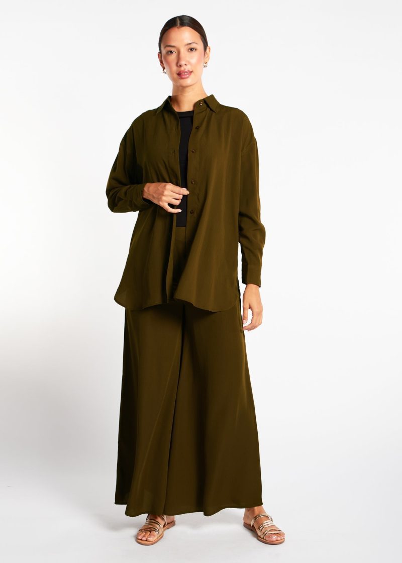 Wide Leg Trousers Olive 3