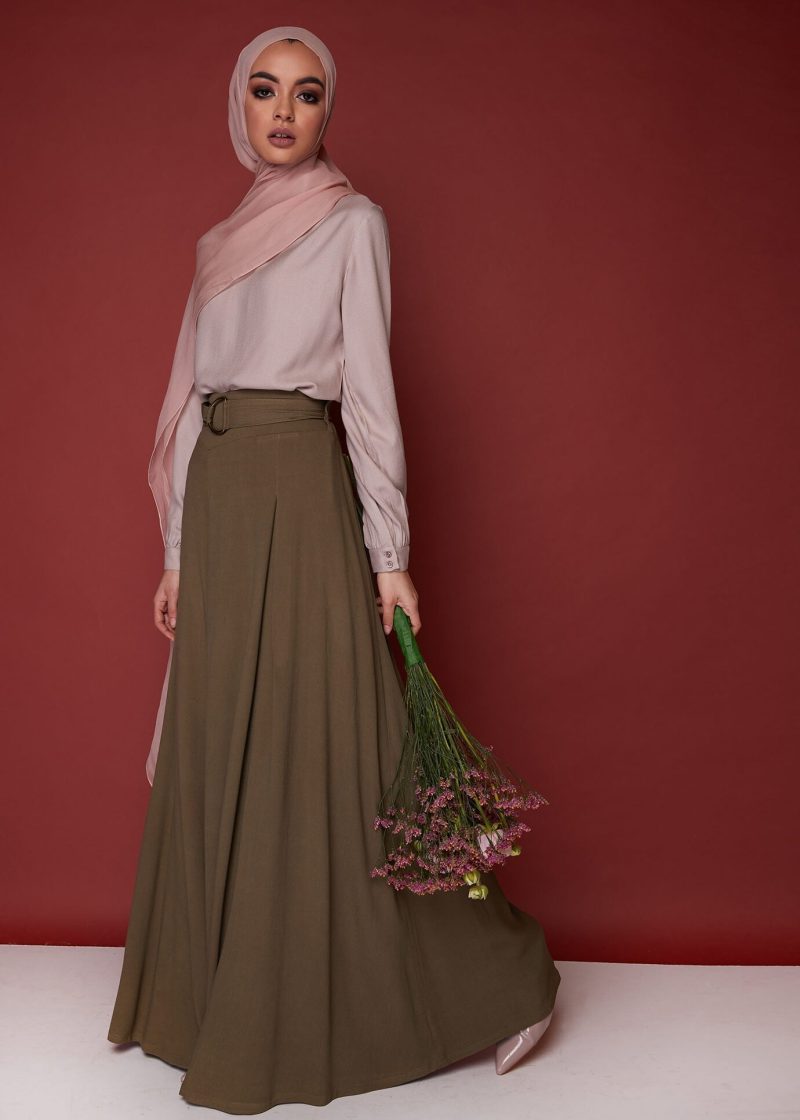 full flare trousers khaki lookbook 1